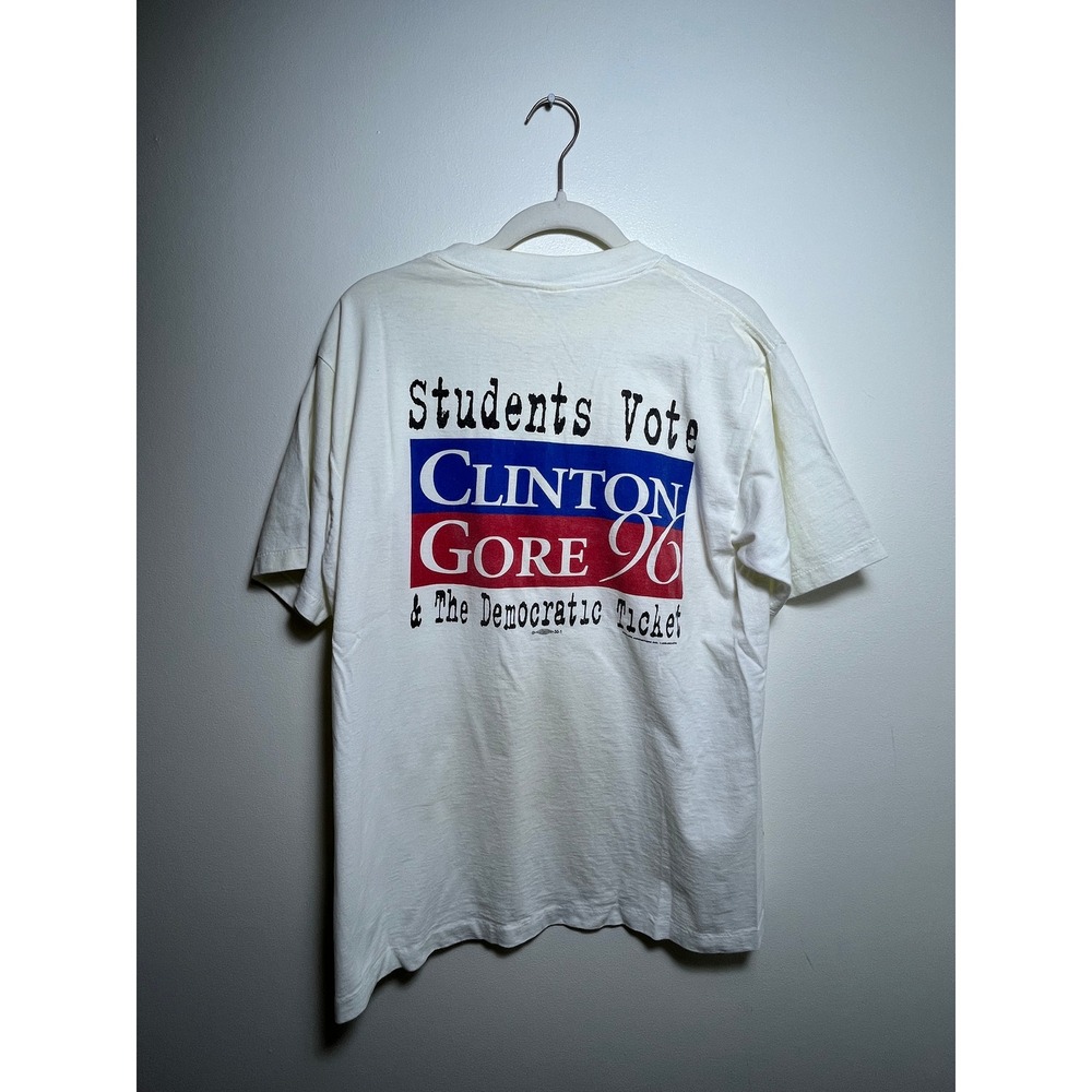Vintage 90s Clinton Gore 96 Students Vote T Shirt All Sport Made in USA